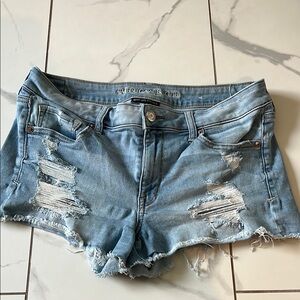 American Eagle Outfitters Blue Distressed Jean Shorts